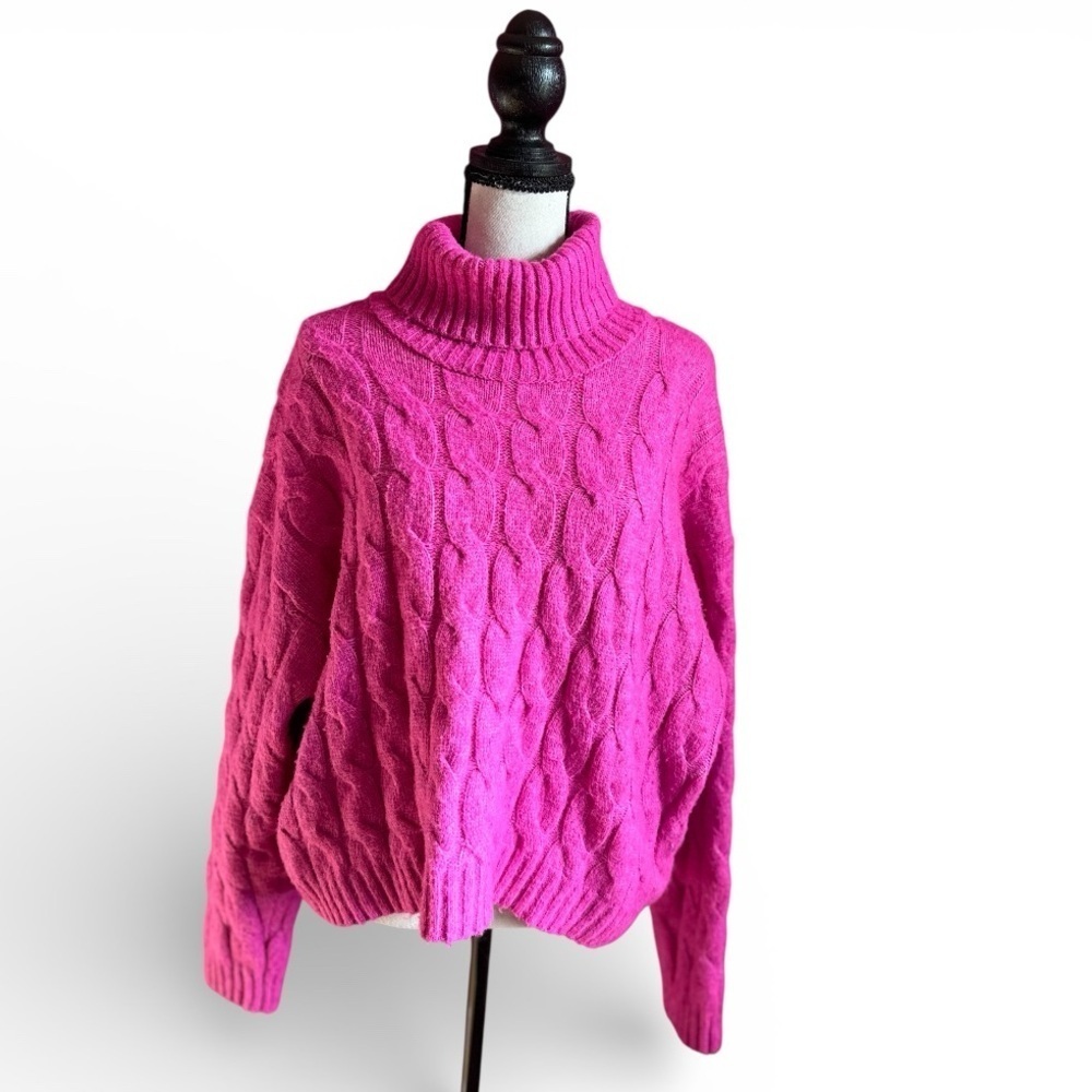 Pink Rose Women’s Turtleneck Long Sleeve Pullover Sweater Knit Cozy Casual Sz XL